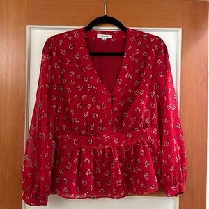 Gorgeous red Madewell blouse with synched waist